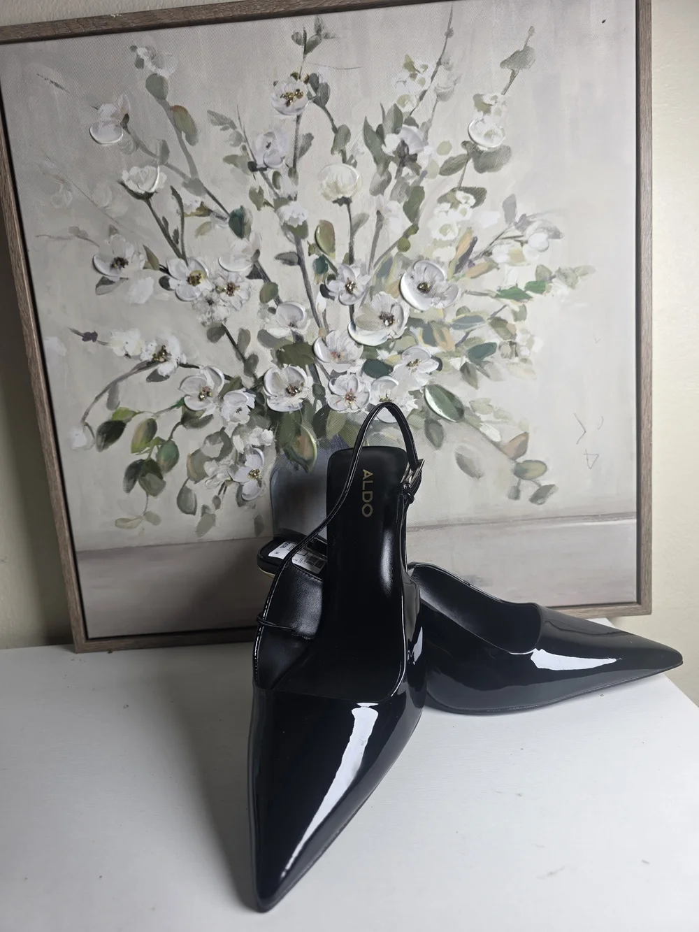 ALDO Black Patent Pointed-Toe Slingback Pumps